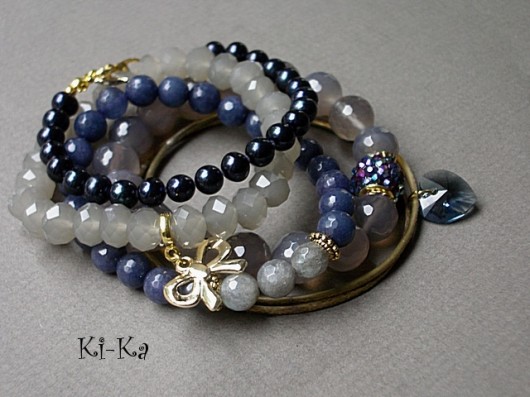 Dark blue and grey - bransoletki KiKa pracownia