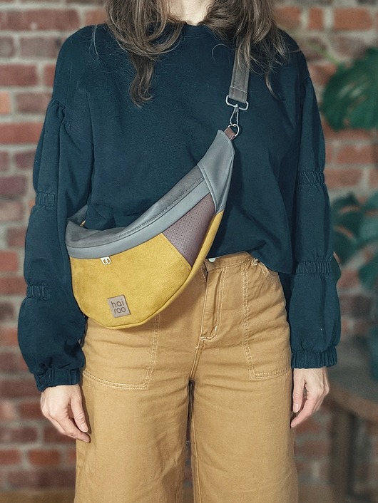 saszetka nerka SALE Nerka "Haru"brązowa musztardowa  mix no waste