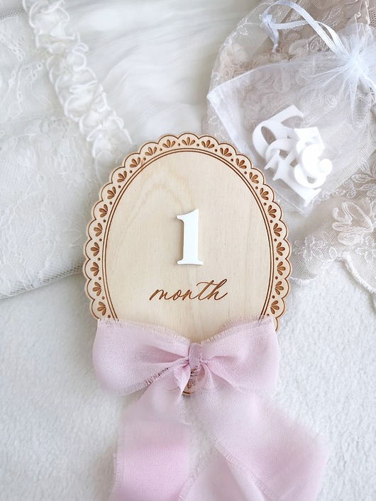 niemowlak - inne Tabliczka do zdjęć dla noworodka, tabliczka z miesiącami, pierwszy rok