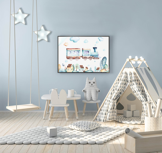 Plakat dla chłopca Ciuchcia Wallie Studio Dekoracji