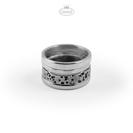 pierścionki srebrne Pierścionek TEXTURE - 4 obrączki srebro T2021