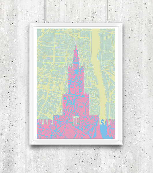 Warszawa - Pałac Kultury i Nauki - plakat  minimalmill