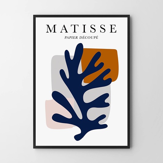 plakaty Plakat Matisse  Navy Blue Leaf