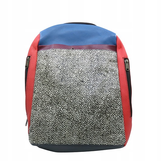 plecaki Plecak skórzany ze skrawków oryginalny pojemny kieszenie mieści A4 OLIVKA