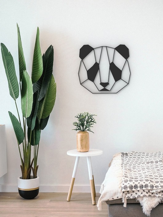 Ozdoby na ścianę Panda Geometryczna -  3D dekoracja na ścianę do pokoju dziecka