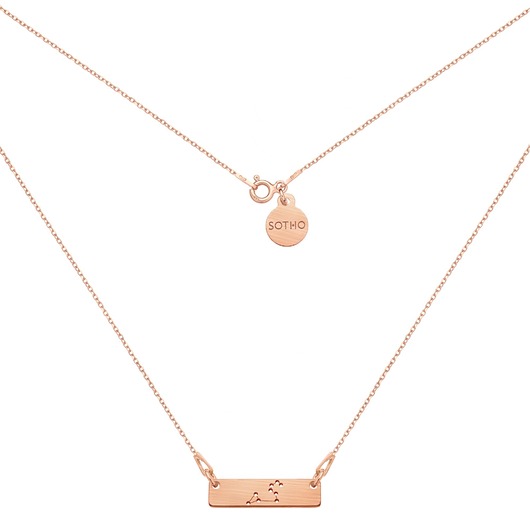 srebrne naszyjniki Naszyjnik matowy z różowego złota z konstelacją Lwa