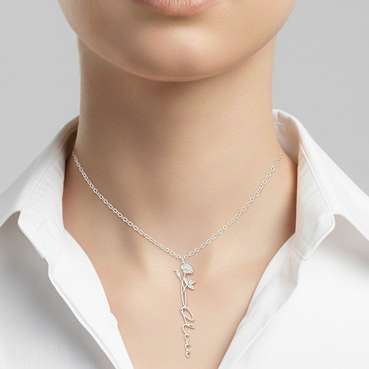 srebrne naszyjniki Naszyjniki z Imieniem IMIĘ KWIATOWY ZODIAK