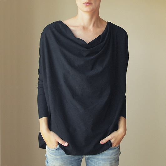 tuniki damskie Szeroka bluzka dekolt woda