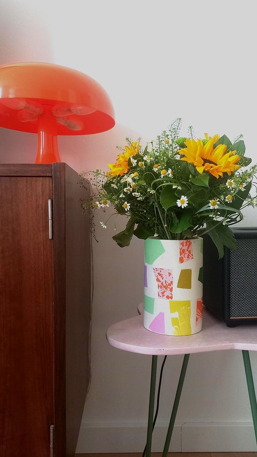 wazony Wazon na kwiaty, różowy, kolorowe lastryko, wys. 20 cm