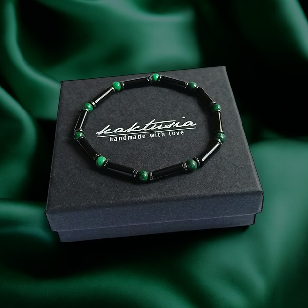 biżuteria męska MALACHIT, onyks : MIŁOŚĆ, ZMIANY, SIŁA : delikatna bransoletka