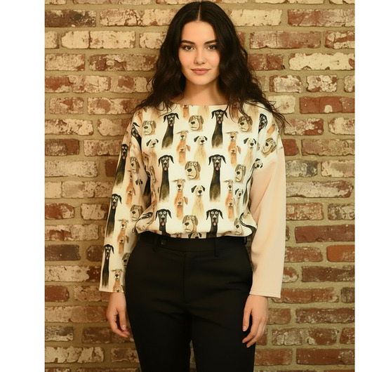 bluza bez kaptura damska Nietypowa bluza oversize bawełniana Śmieszne Psy