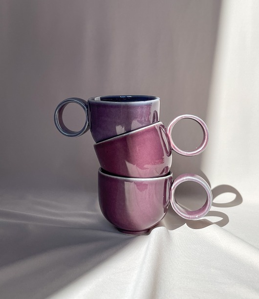 kubki i filiżanki Filiżanka espresso 60ml [fioletowa] retro vintage