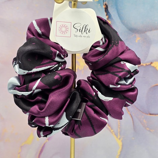 do włosów różne L średnia gumka do włosów jedwab naturalny scrunchie fioletowa śliwkowa  849