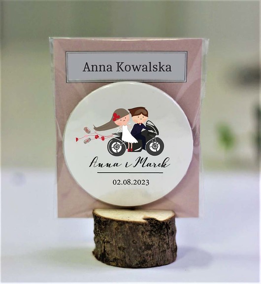 dodatki ślubne Magnes para na motorze 20szt - upominek dla gości