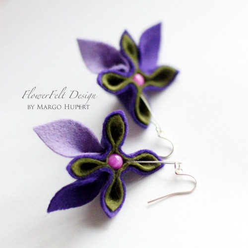 Fioletowo oliwkowe z różanym FlowerFelt Design