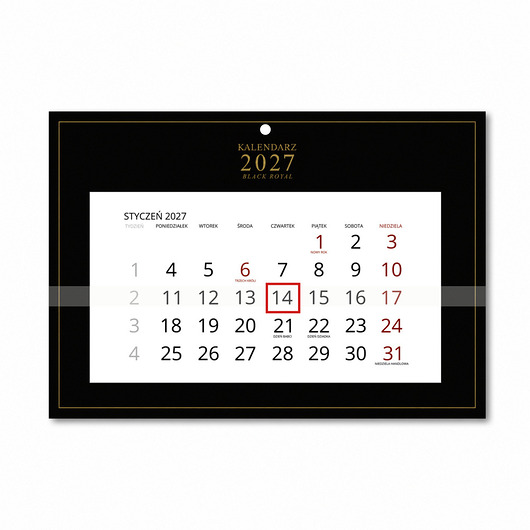 kalendarze i plannery Kalendarz Ścienny Pojedynczy 2027 Black Royal A4
