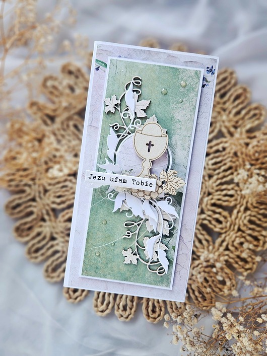 kartki na komunię Kartka komunijna z kielichem