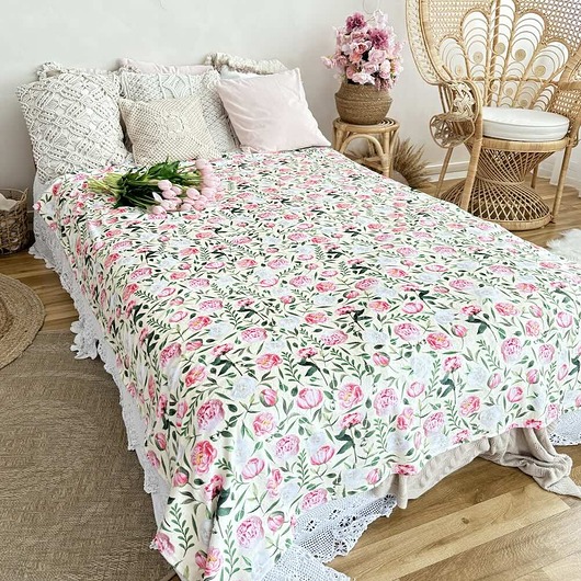koce i narzuty Koc Kwiaty Piwonii Peonie