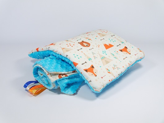 Uroczy komplet kocyk i podusia  Tipi Turquoise Myszakowo