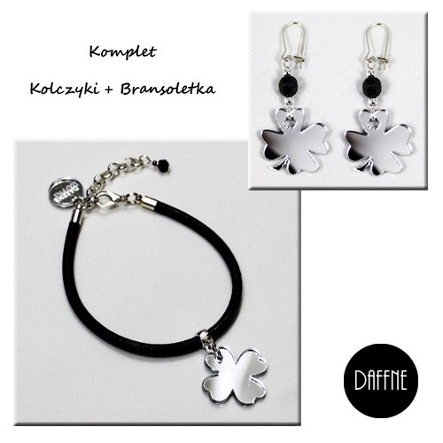 Komplet Set Black Strap with Clover by Daffne LOVINA PRINTS