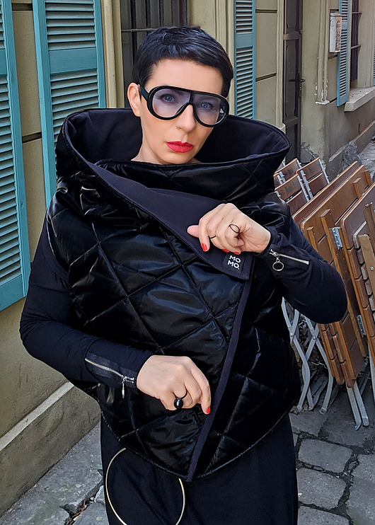 kurtki damskie New Otulacz Kamizelka Black