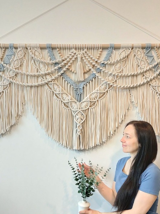 makramy Makrama na Ścianę Wielka GRANDE 200 XXL Okazała Dekoracja do Holu 200x100 cm