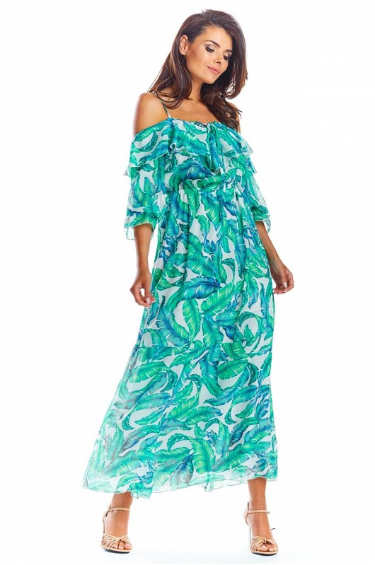 sukienki midi damskie Kobieca i elegancka sukienka - EXOTIC FLORA -