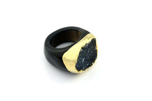 InspiRING 1/4 Gold Black rozmiar 16 Brazi Druse Jewelry