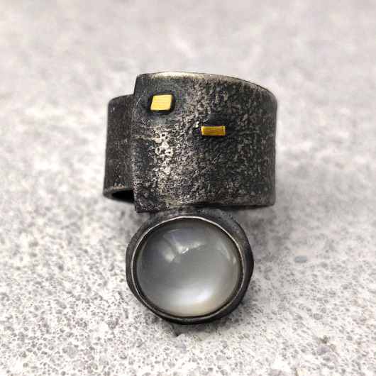 pierścionki srebrne Pierścionek Szary kamień księżycowy