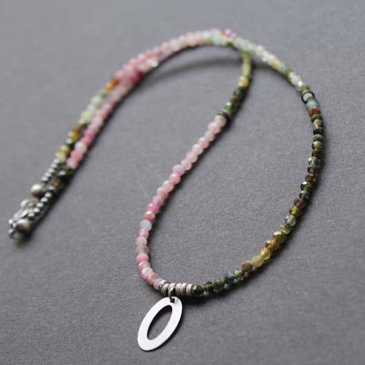 srebrne naszyjniki Turmaliny wielobarwne