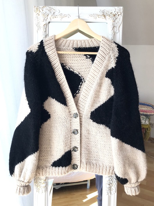 swetry damskie  Ręcznie robiony sweter w łaty 100% wełna handmade
