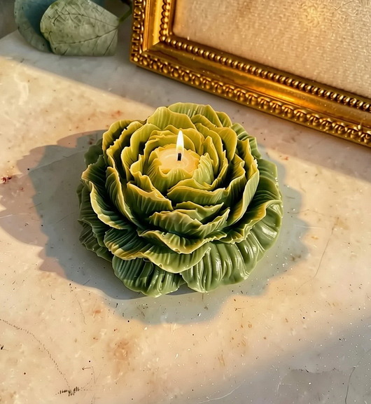 świeczniki i świece Świeca sojowa ekologiczna dekoracyjna piwonia peonia "Peony Queen" 80x35mm