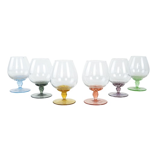 szklanki i kieliszki Komplet kieliszków do koniaku, włoski design, lata 70, produkcja: Włochy