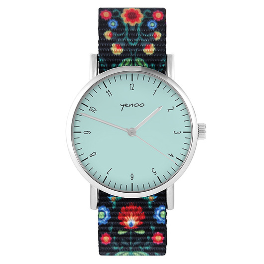 zegarki damskie Zegarek - Simple, turkus - folk czarny, nato