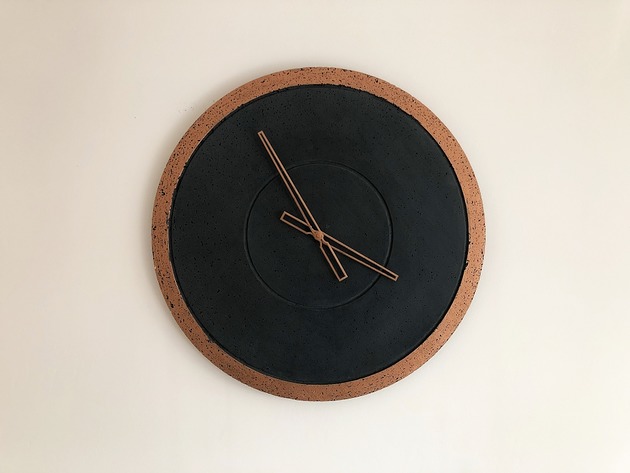 Zegar Betonowy Ekskluzywny Design Groove Miedź Tesla Home Studio