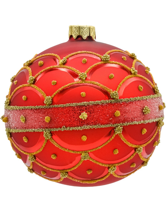 bombki Bombki okrągłe czerwone ze złotą koronką