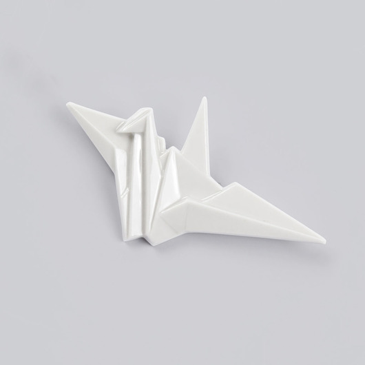Broszka Porcelanowa Origami Żuraw Biała StehlikDesign