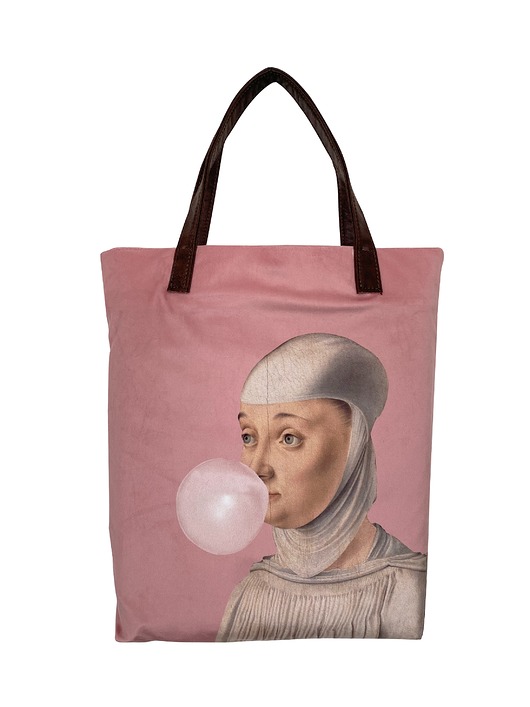 torby na ramię Torba Mr.m x Ravenart "Kobieta z gumą balonową " róż