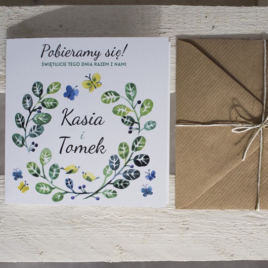 Wiosenne zaproszenia ślubne, składane Paper Story