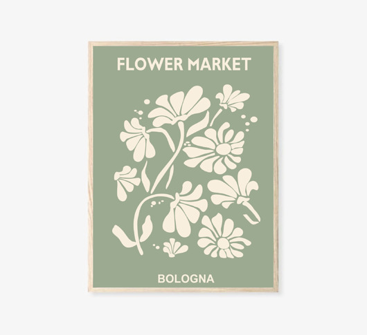 grafiki i ilustracje PLAKAT szałwiowa zieleń , kwiaty, flower market