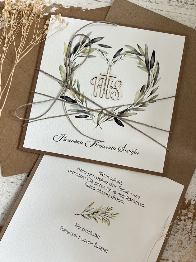 kartki na komunię Kartka komunijna ręcznie robiona - pamiątka komunijna - pomysł na prezent na