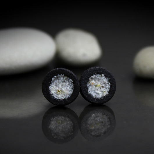 kolczyki ceramiczne MINI BALTIC 6mm /stal chirurgiczna/kolczyki porcelanowe UNIKAT