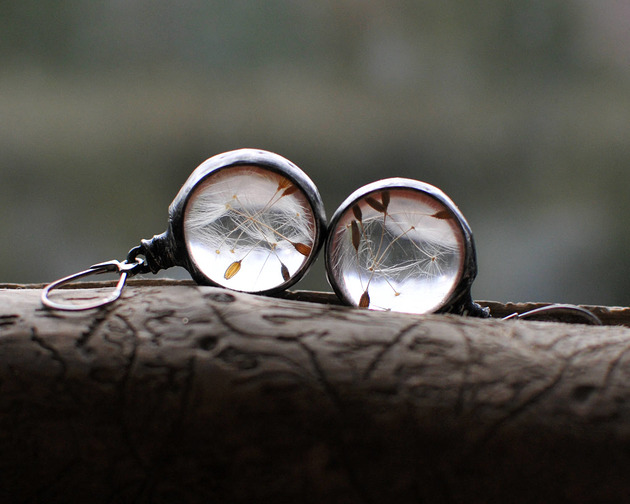 kolczyki szklane Kolczyki roślinne