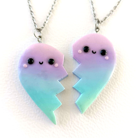 naszyjniki - inne Pastelowy Naszyjnik 2 Połówki Serca