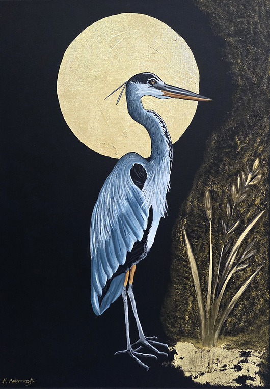 obrazy Czapla obraz ręcznie malowany