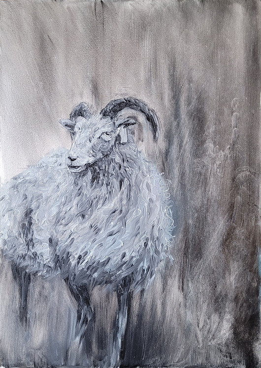 obrazy Obraz olejny ręcznie malowany. Owca. Baran.