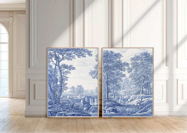 plakaty DWA PLAKATY toile de jouy, scenki rodzajowe
