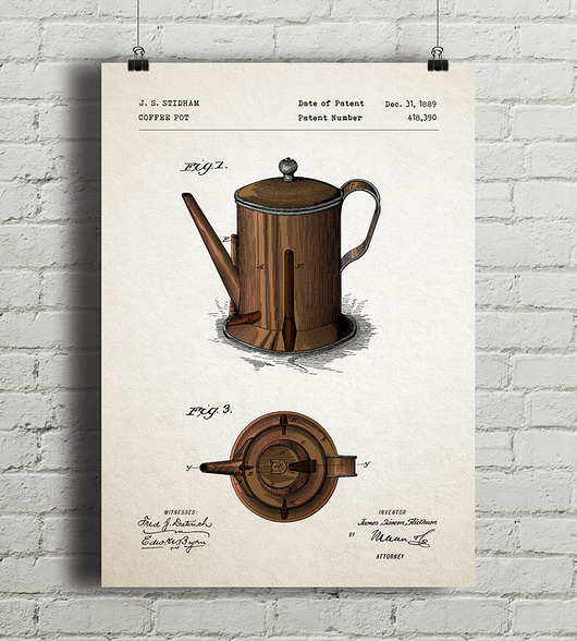 plakaty Plakat Dzbanek do kawy - patent