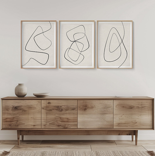 plakaty Zestaw 3 minimalistycznych plakatów na ścianę, abstrakcyjne, one line art.