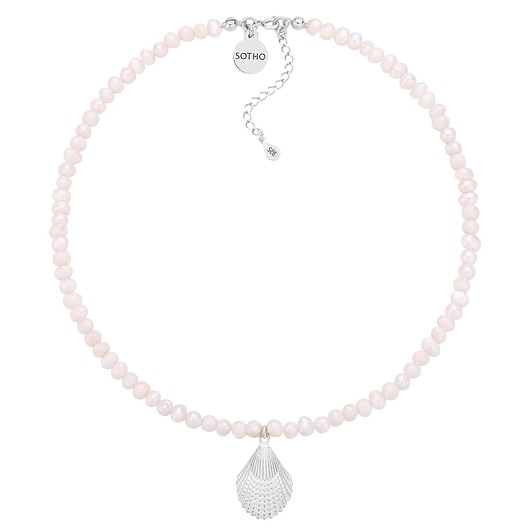 srebrne naszyjniki Naszyjnik z pereł naturalnych ze srebrną muszlą